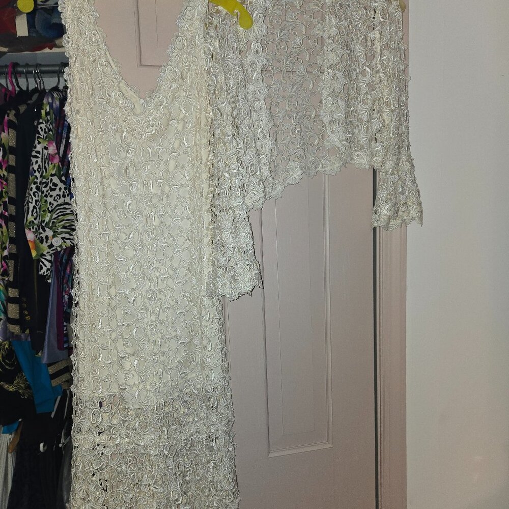 Cream colored Lace Dress with Jacket